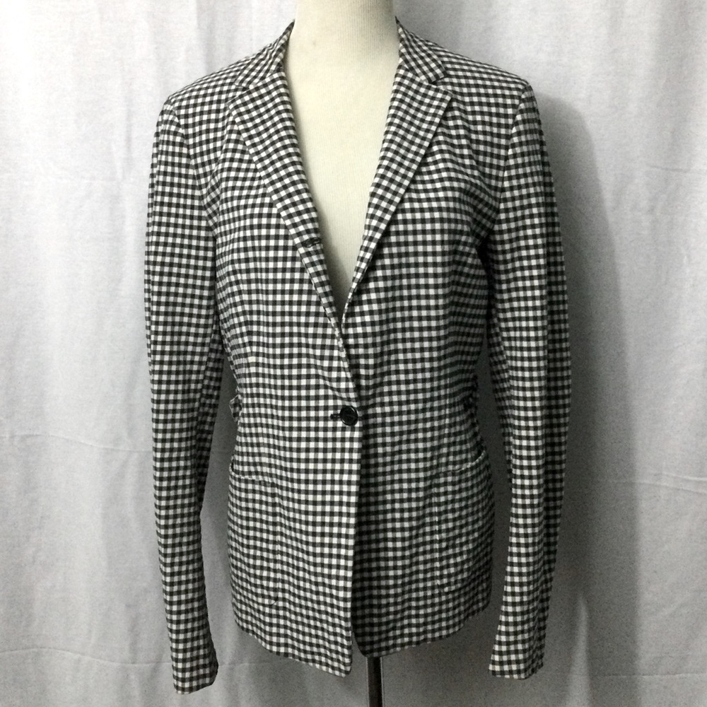 Vintage Burberry Cotton Gingham BlazerJacket Sz 10 Made in Italy 🇮🇹